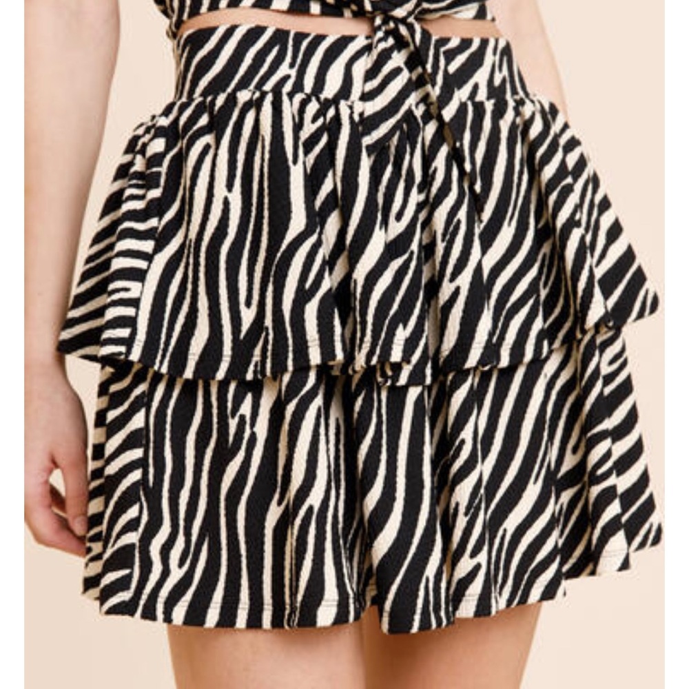 Zebra print ruffle skirt